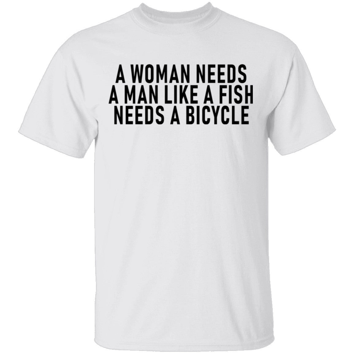 A woman without a man is like a fish without a bicycle (white